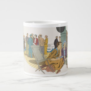Taza De Café Grande Vacaciones Vintage, Pasajeros de Crucero en Cubier