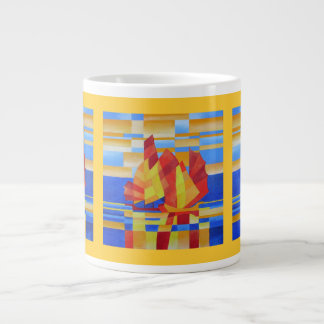 Taza De Café Grande Vela en los siete mares, tan azul, resumen cubista