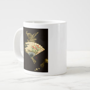 Taza De Café Grande Ventilador oriental con un diseño floral