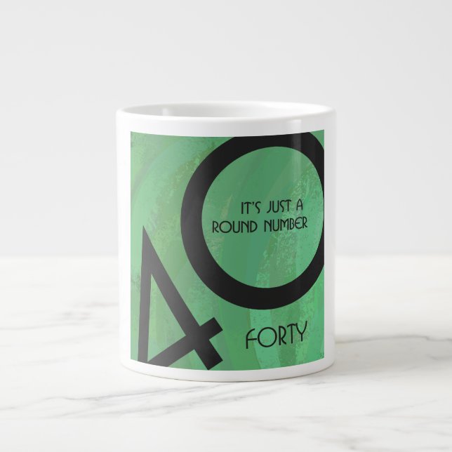 Taza De Café Grande Verde 40 Década Cumpleaños (Frente)