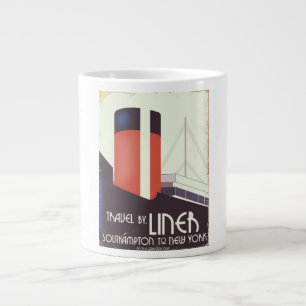 Taza De Café Grande Viajar en transatlántico - cartel vintage de viaje