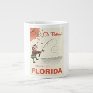 Taza De Café Grande Viaje a la huella de pesca vintage de Florida