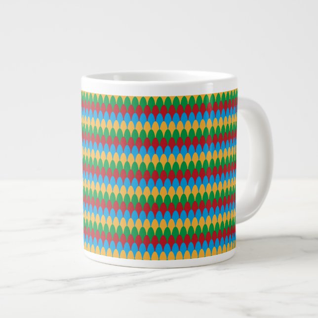 Taza De Café Grande Vieiras amarillas verdes y geométricas rojas y azu (Derecha)