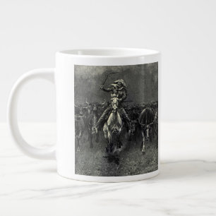 Taza De Café Grande Viejos Vaqueros, Una Estampida de Frederic Remingt