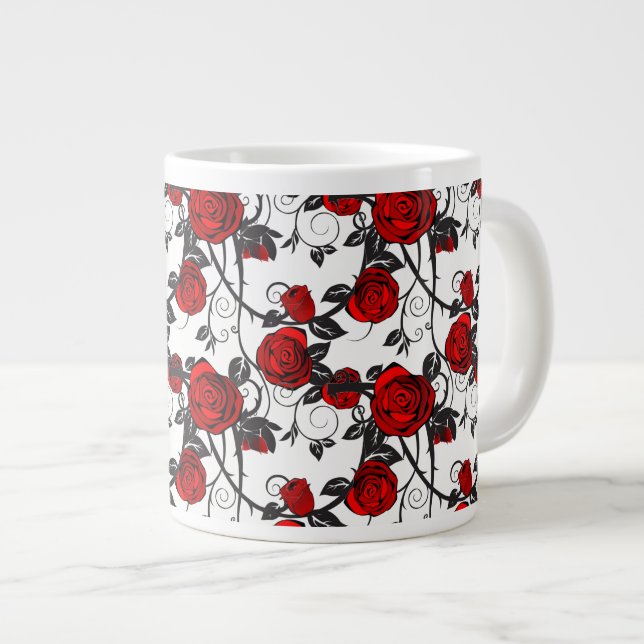 Taza De Café Grande Vino de rosa Jumbo Mug-Red (Derecha)