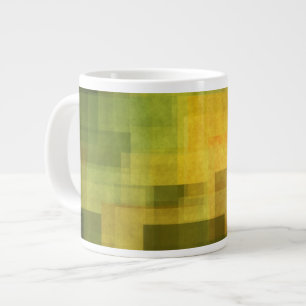 Taza De Café Grande vintage 2 geométricos abstractos coloridos del