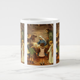 Taza De Café Grande Vintage Christmas, Religious Nativity w Baby Jesus