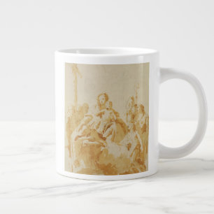 Taza De Café Grande Virgen y niño adorados por los obispos, los monje