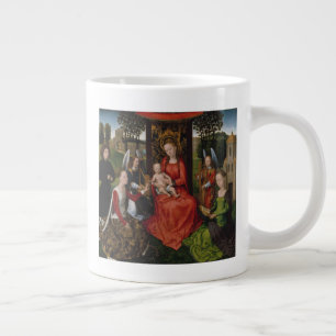 Taza De Café Grande Virgen y niño con santos Catalina de Alejandría