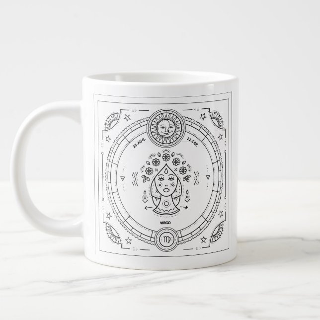 Taza De Café Grande Virgo Zodiac Personalizado Cumpleaños (Izquierda)