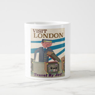 Taza De Café Grande Visita el arte poster de viajes vintage de Londres