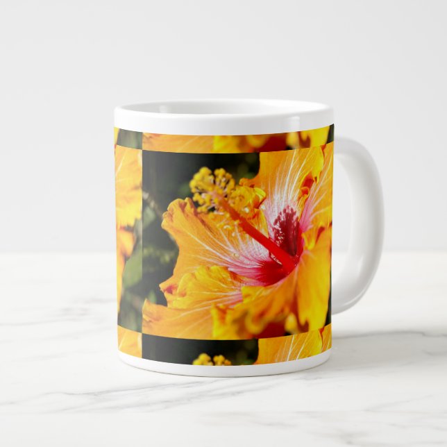 Taza De Café Grande Vista lateral de naranja Hibiscus