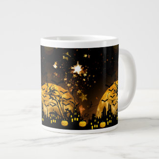 Taza De Café Grande Volando Witch Harvest Moon Bats Regalos de Hallowe