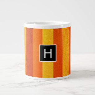 Taza De Café Grande Warm Weathered Naranja Tiras Rojas Monograma