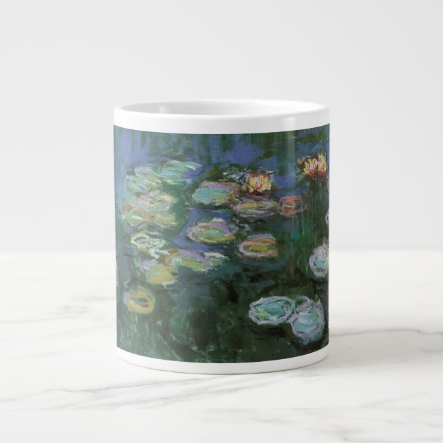 Taza De Café Grande Waterlilies por Claude Monet, Flores de época (Frente)