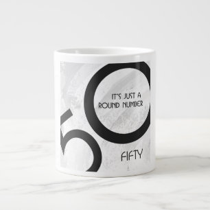 Taza De Café Grande White 50 Decade Cumpleaños