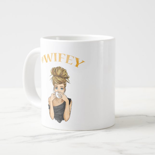 Taza De Café Grande #Wifey / #Fiance Mugs (Izquierda)