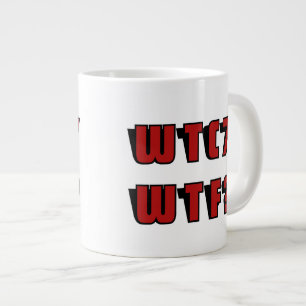 Taza De Café Grande WTC 7 WTF? Letra Negra Roja