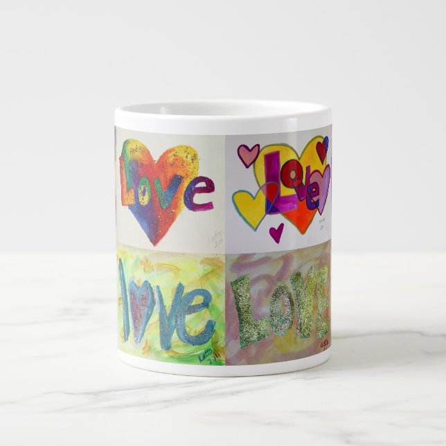 Taza De Café Grande XOXO Love Mosaic Collage Paintings Mug (Frente)