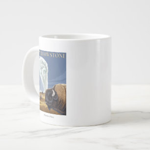 Taza De Café Grande YellowstoneBison con fiel viejo