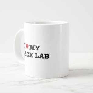 Taza De Café Grande Yo corazón mi negro Lab Jumbo Café Mug