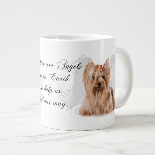 Taza De Café Grande Yorkie Angel Jumbo Mug (Derecha)