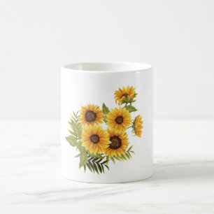 Taza De Café Grandes girasoles pintados de cosecha rústica