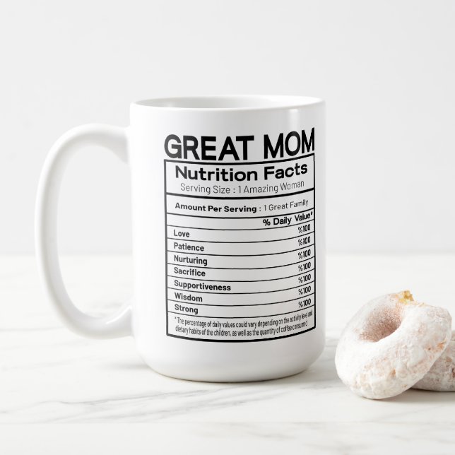 Taza De Café Grandes hechos nutricionales de mamá (Con donut)