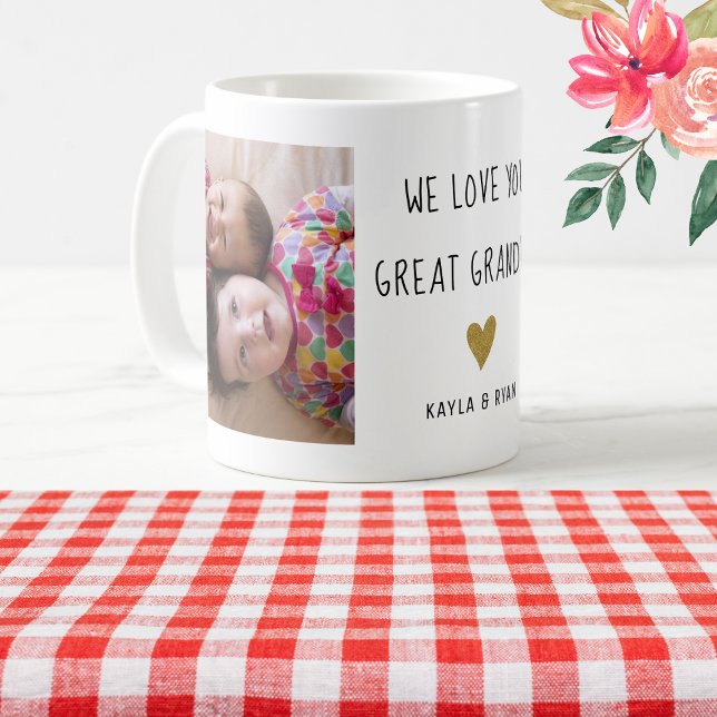 Taza De Café Grandes nietos de la abuela 2 Collage de fotos (Great Grandma Grandkids 2 Photo Collage Coffee Mug)