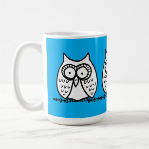 Taza De Café Grandes Ojos Divertidos Tres Búhos de Dibujos Anim