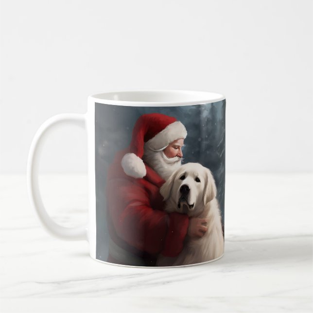 Taza De Café Grandes Pirineos Con Navidades festivos de Santa C (Izquierda)