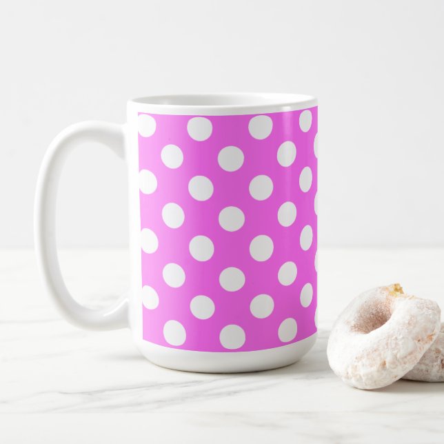 Taza De Café Grandes Puntos De Polka Blanco Y Rosa (Con donut)