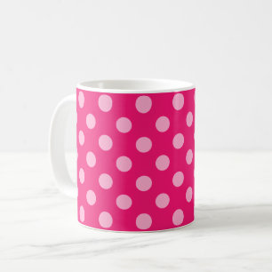 Taza De Café Grandes puntos retro - rosa sobre fondo rosado cal