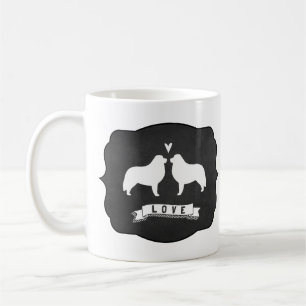Taza De Café Grandes Siluetas de Perro Pirineos Amor