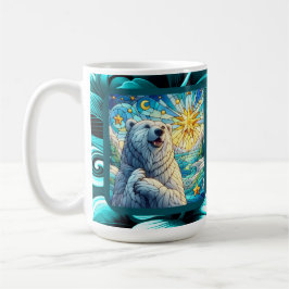 Taza De Café Grandioso y caprichoso oso polar Faux Stained Glas