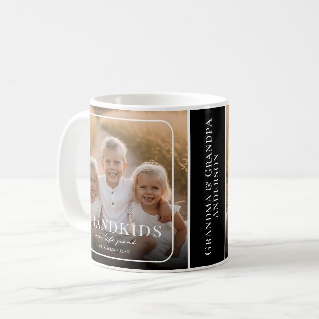 Taza De Café Grandkids Make Life Grand Custom Photo Grandparent (Anverso izquierdo)