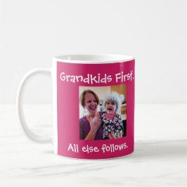 Taza De Café Grandkids primera foto y texto de encargo