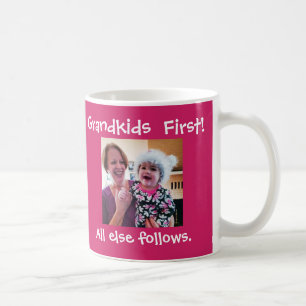 Taza De Café Grandkids primera foto y texto de encargo