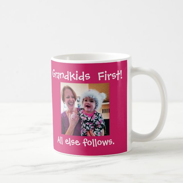 Taza De Café Grandkids primera foto y texto de encargo (Derecha)