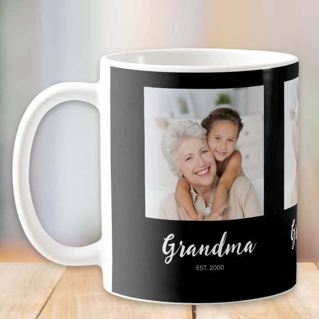 Taza De Café Grandm Established Script Black 3 Photo Coffee Mug (Subido por el creador)