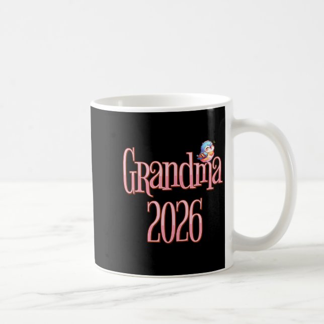 Taza De Café Grandma 2026 Cute Bird New Grandma Pregnancy Revea (Derecha)