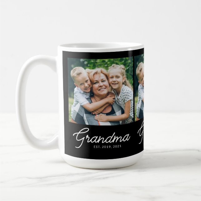 Taza De Café Grandma Established Script Black Photo (Izquierda)
