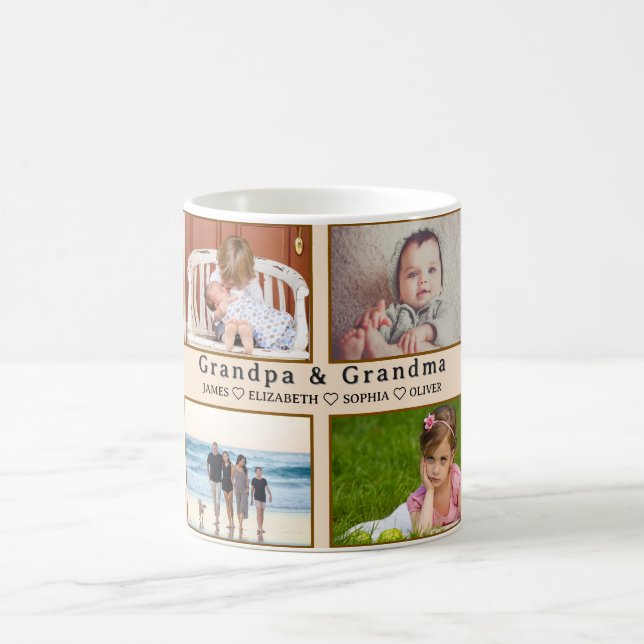 Taza De Café Grandma & Grandpa Mug – Custom 8 Photos & Names (Centro)