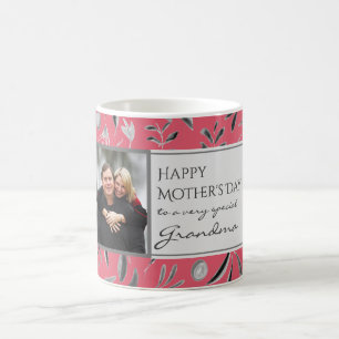 Taza De Café GRANDMA, Personalizado de flores de PINK PROFUNDO