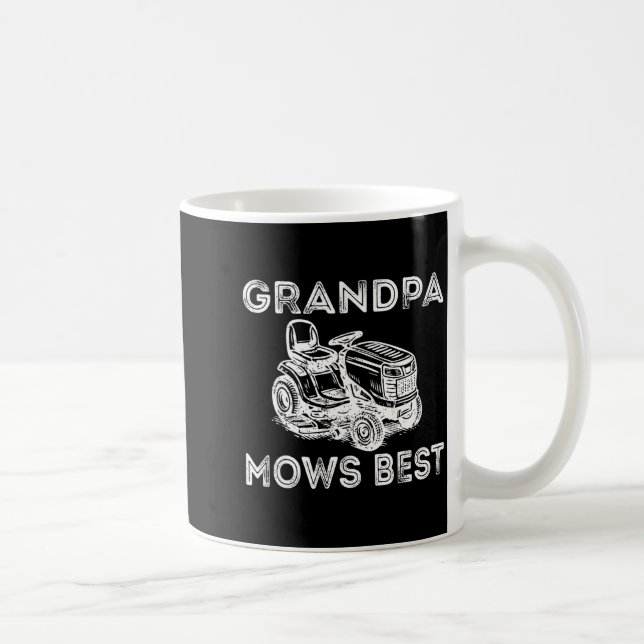 Taza De Café Grandpa Mows Funny Lawn Mower Father's Day Papa  (Derecha)