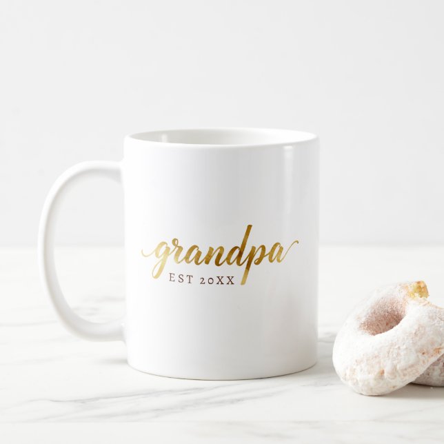 Taza De Café Grandpa Mug | Personalized “EST” Baby Announcement (Con donut)
