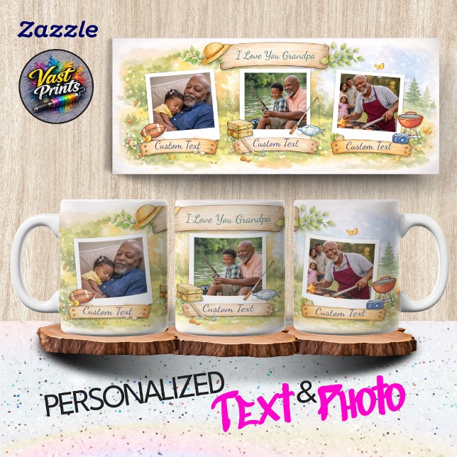 Taza De Café Grandpa's Favorite Activities Custom Text Photo (Grandpa's Favorite Activities Custom Text Photo Coffee Mug)