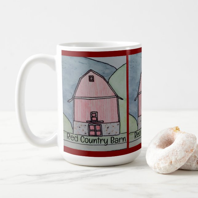 Taza De Café Granero Rojo Campestre (Con donut)