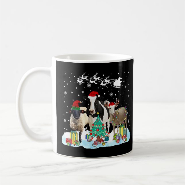 Taza De Café Granja Animal Árbol de Navidad Oveja Vaca Reno de  (Izquierda)
