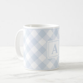 Taza De Café Granja Azul Búfalo Trozo Check Monogramed Mug